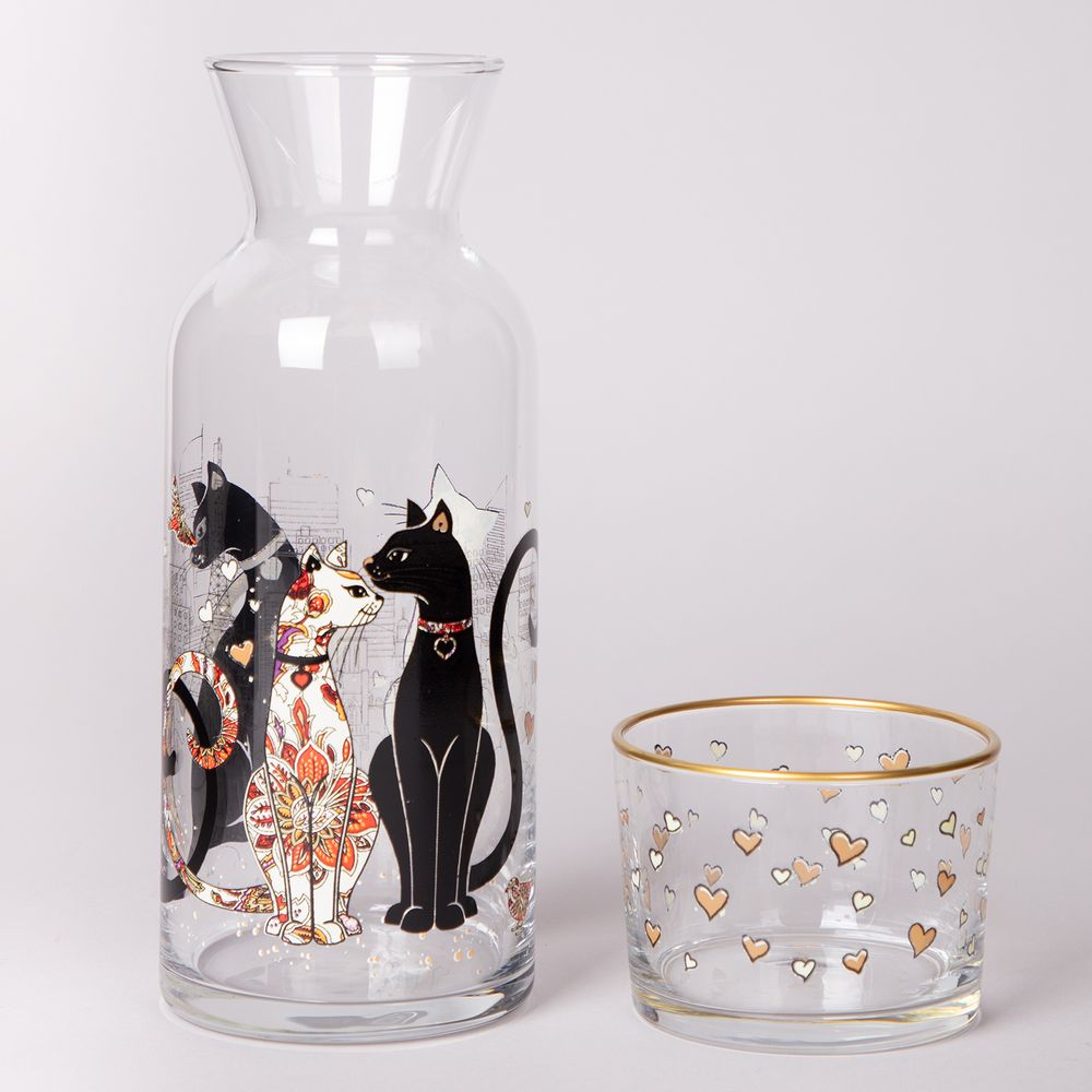 ГРАФИН С КРЫШКОЙ/СТАКАНОМ "ПАРИЖСКИЕ КОТЫ" 700МЛ