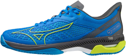 Теннисные кроссовки Mizuno Wave Exceed Tour 5 CC - peace blue/acid lime/iron gate - Blue Gray Green