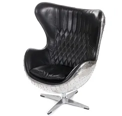 Кресло Egg Aviator, черная кожа