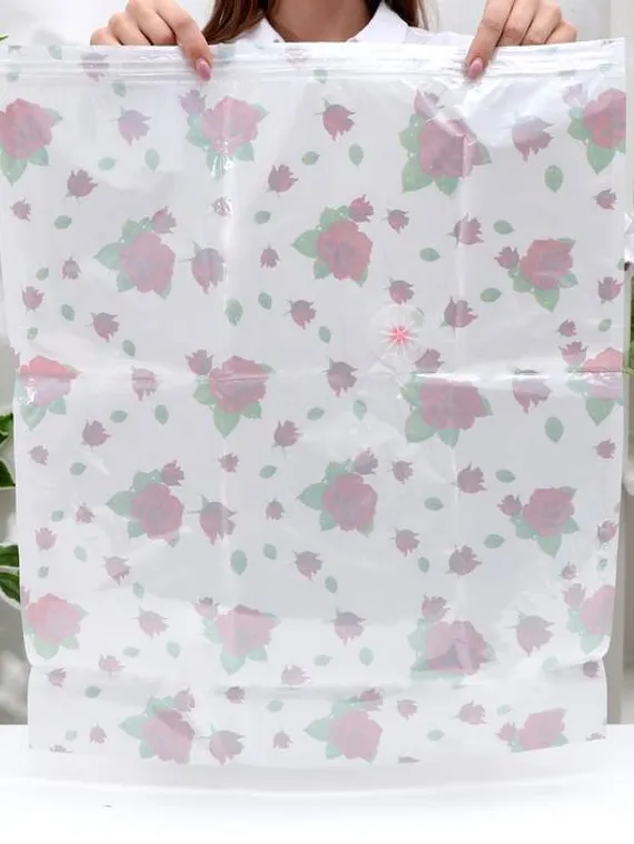 Вакуумный пакет для хранения вещей «Розы», 60×80 см, с рисунком