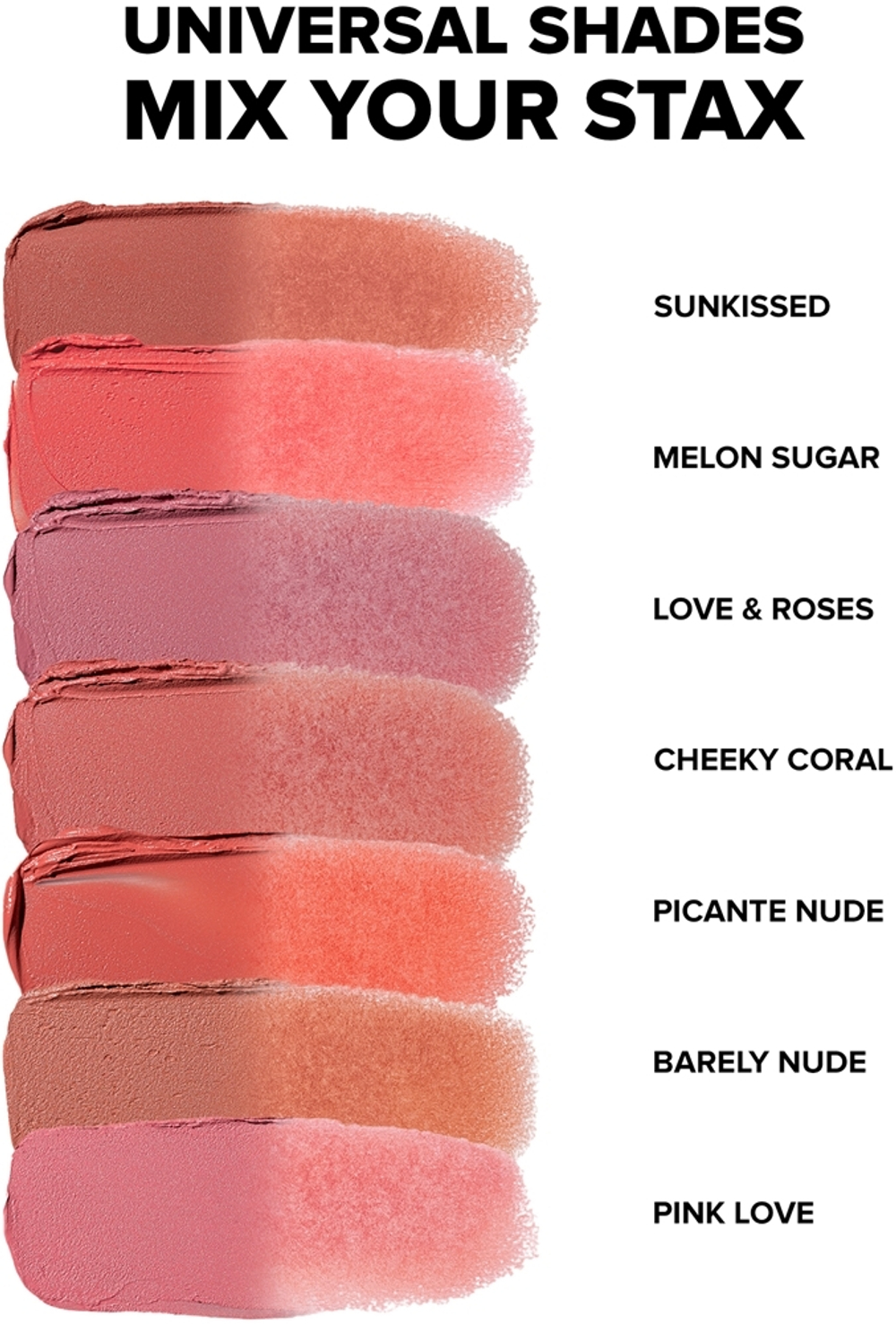 Nudestix Stax All Over Color Blush Balm - Многофункциональный макияж для глаз, губ и лица, 2,5 g