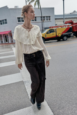 ZARA ДЖИНСЫ Z1975 СВОБОДНОГО ПРЯМОГО КРОЯ СО СРЕДНЕЙ ПОСАДКОЙ, КОРИЧНЕВЫЙ