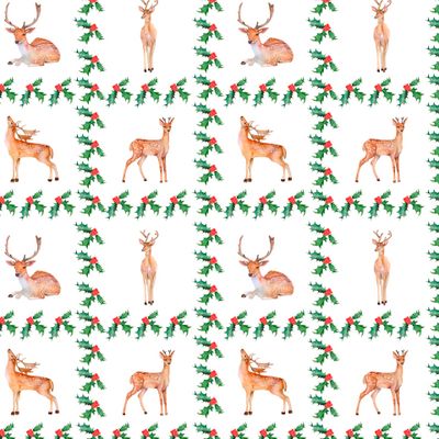Бесшовная иллюстрация Рождественские олени.