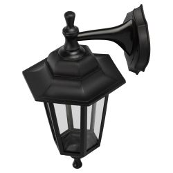 Садово-парковый светильник ЭРА НБУ 06-60-001 черный 6 гранный настенный IP44 Е27 max60Вт