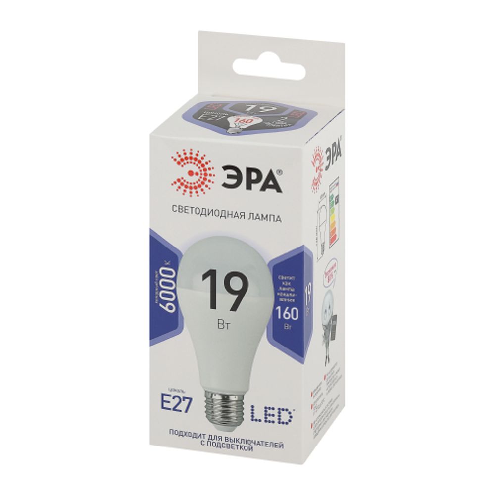 Лампочка светодиодная ЭРА STD LED A65-19W-860-E27 E27 / Е27 19Вт груша холодный дневной свет