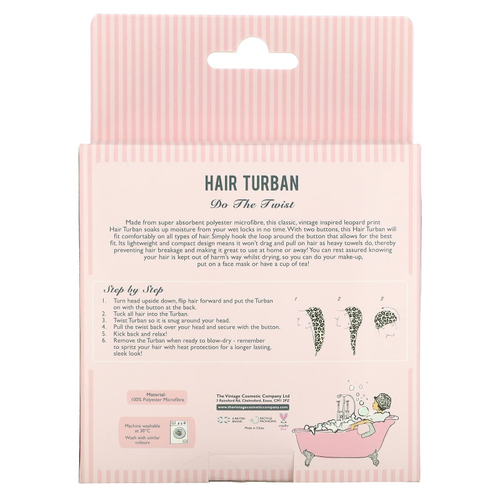 The Vintage Cosmetic Company, Тюрбан для волос, леопардовый, 1 шт.