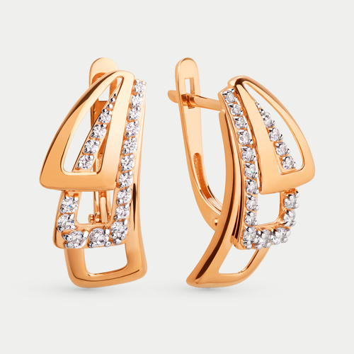 Серьги золотые  с фианитами