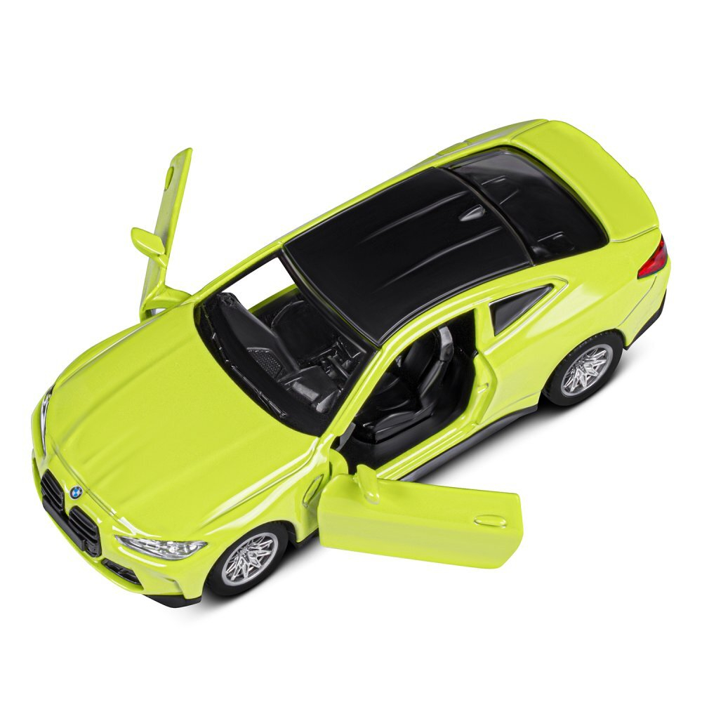 Модель 1:42 BMW M4 (G82), желтый, инерция, откр. двери