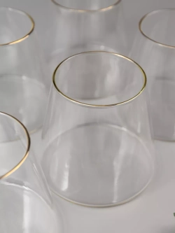 Стаканы для коктейлей, 6 шт. 360 мл., с золотой каймой