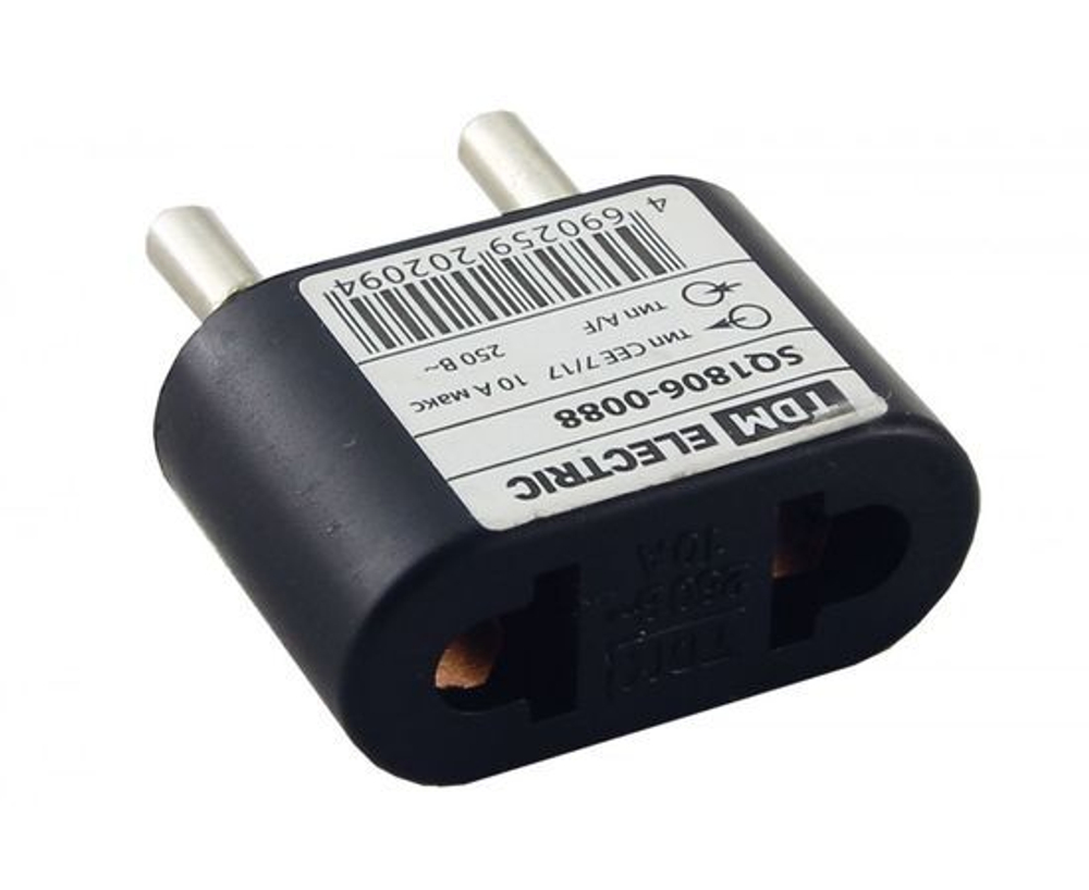 Переходник плоский вилка, тип CEE 7/17 - тип А/F, 10А, макс. 250В,