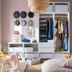 IKEA STUK  (ИКЕА СТУК)  -  Коробка для одежды/белья, белый/серый, 55x51x18 см