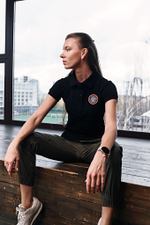 Поло женское чёрное "Череда" (Пике)