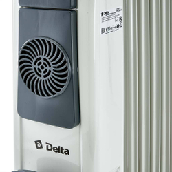 Обогреватель масляный D12F-11 "DELTA", 2500 Вт, 11 секций, с вентилятором, светло-серый