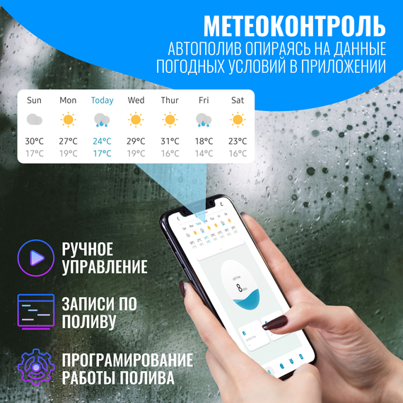 Умный WiFi кран автополива Smart Aura с шлюзом