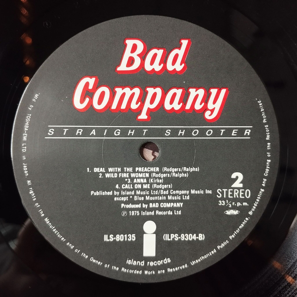 Винтажная виниловая пластинка LP Bad Company Straight Shooter (Japan 1975) (No Obi) Wild Fire Women