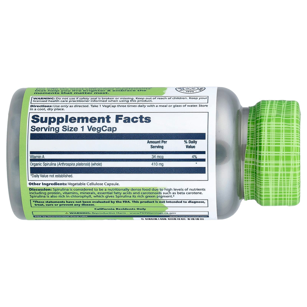 Solaray, True Herbs, спирулина, 100 растительных капсул