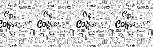 Кухонный фартук А-пласт Кофейная графика белый 3000*600*0,75мм