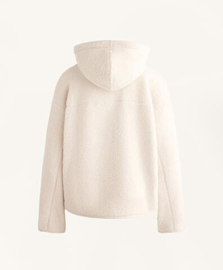 Oysho Куртка из искусственной овчины с капюшоном, экрю