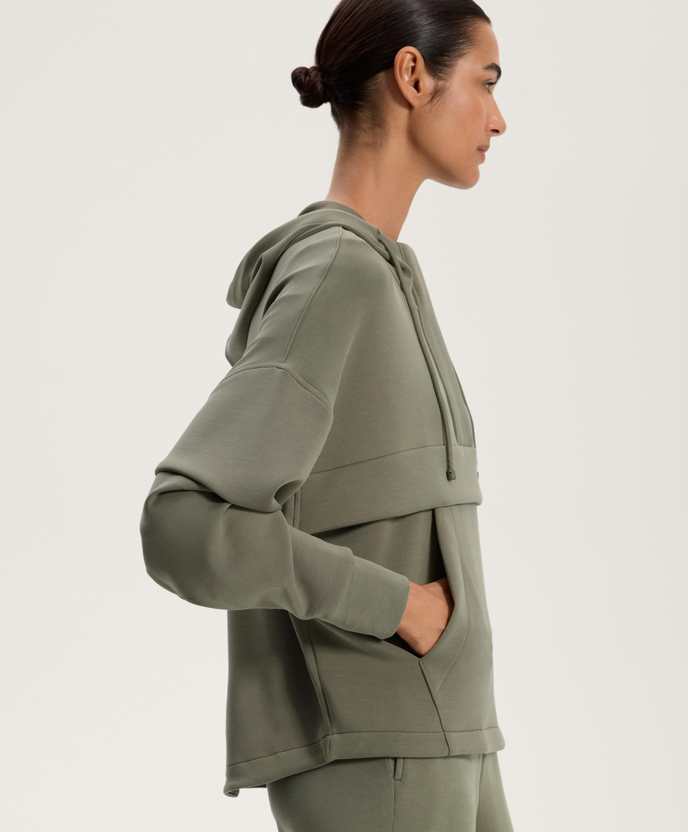 Oysho Толстовка из мягкого модала с застежкой-молнией, светлый хаки