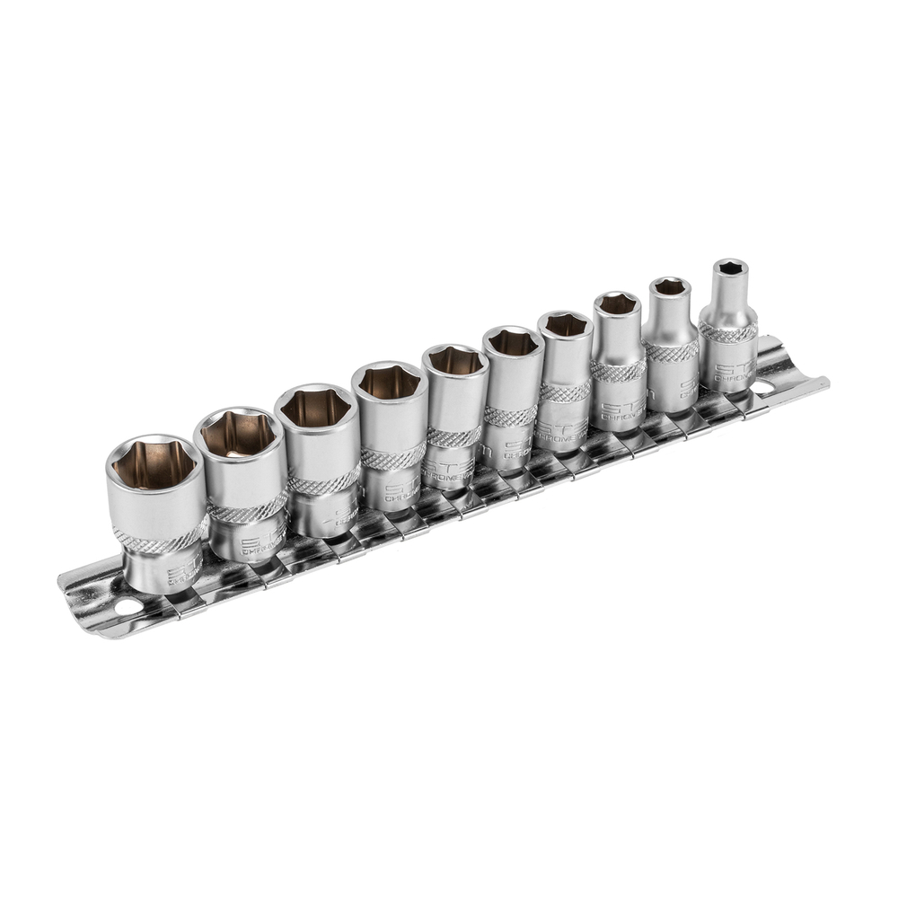 Набор торцевых головок, 1/4, шестигранные, CrV, 10 шт, 4-13 мм Stels
