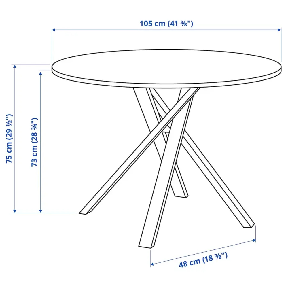 Стол и 4 стула - IKEA MARIEDAMM / ODGER / ИКЕА МАРИЕДАММ/ОДГЕР, черный, имитация мрамора