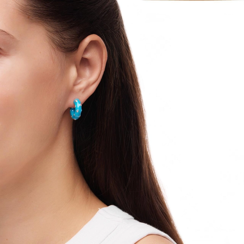 Серьги Изящные Пончики – Синие