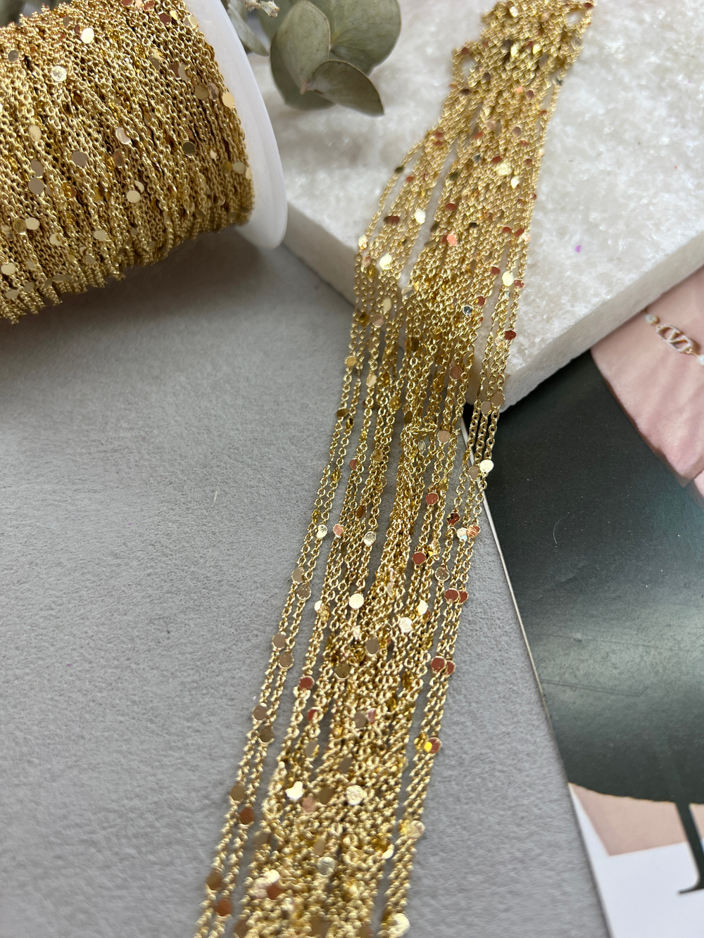 Цепочка «Точка» позолота 14k , звено 3-1 мм, 2 метра