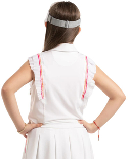 Футболка для девочки теннисная Lucky in Love Girls Shockin' Classic Stripes Tie Polo - белый