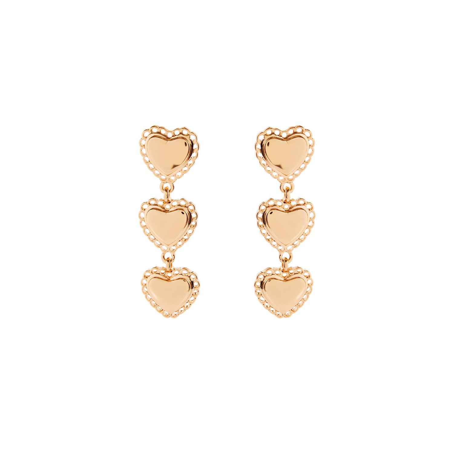 Серьги Trio Heart Drop Earrings - Gold