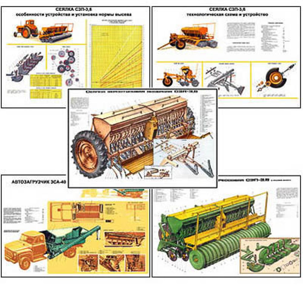 Плакаты ПРОФТЕХ &quot;Зерновые сеялки &quot;. Часть 2 (20 пл, винил, 70х100)