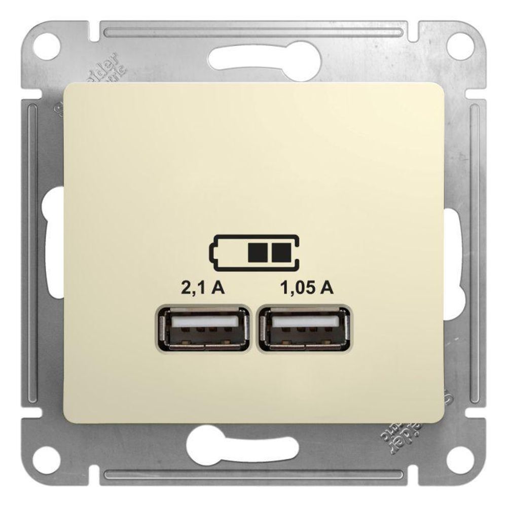 Розетка USB 2-м СП Glossa тип A+A 5В/2.1А 2х5В/1.05А механизм беж. SE GSL000233 Розетка USB 2-м СП Glossa тип A+A 5В/2.1А 2х5В/1.05А механизм беж. SE GSL000233