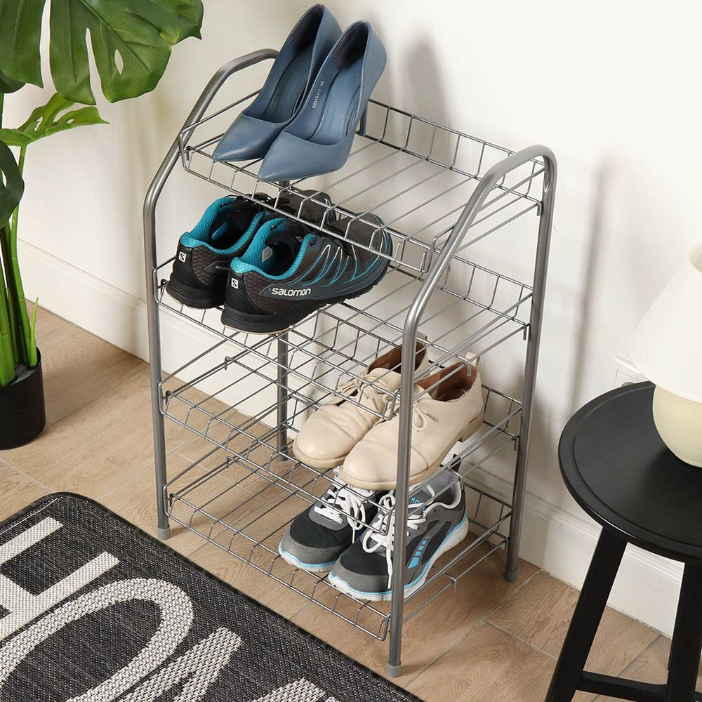 Полка для обуви, мет-л, 4 секц, 46х28х70 см, сер, Nika, ЭТ2/С