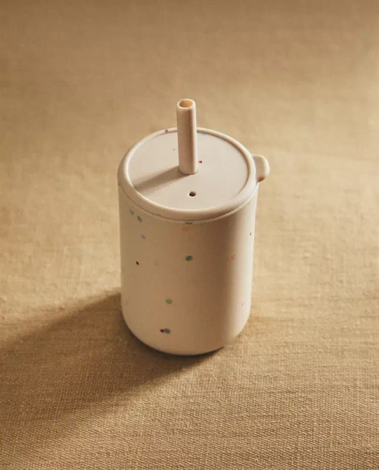 ZARA HOME ДЕТСКИЙ СТАКАН С ПРИНТОМ В ГОРОШЕК И ТРУБОЧКОЙ, РАЗНОЦВЕТНЫЙ