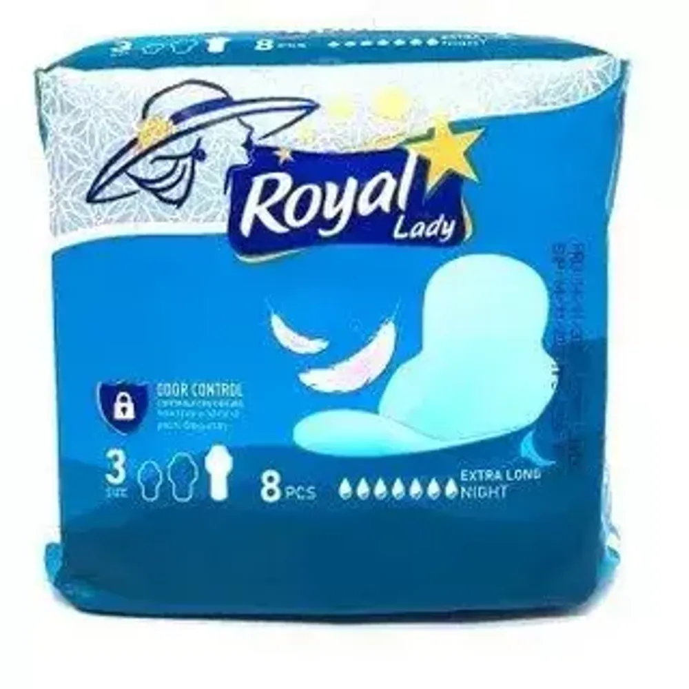 Royal Lady Гигиенические прокладки 7капель 8шт extra long night / size3*48 синии
