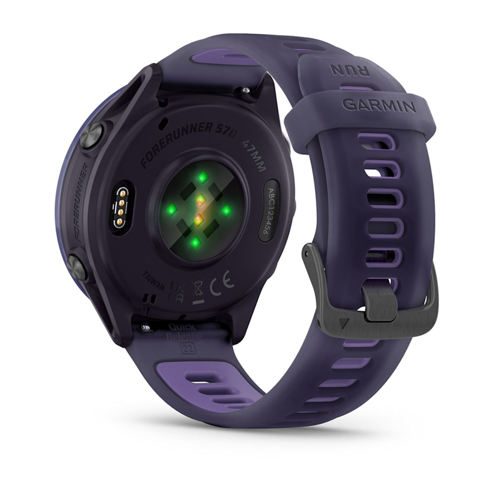 Умные часы Garmin Forerunner 570 - 47мм, темно-серый, алюминиевый безель цвета индиго, пурпурный/индиго ремешок
