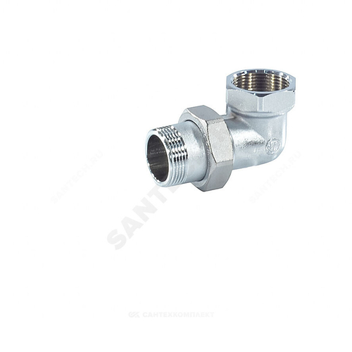 Соединитель латунь хром американка Ду 25 (1") угловой ВР/НР R19 Giacomini R19X005