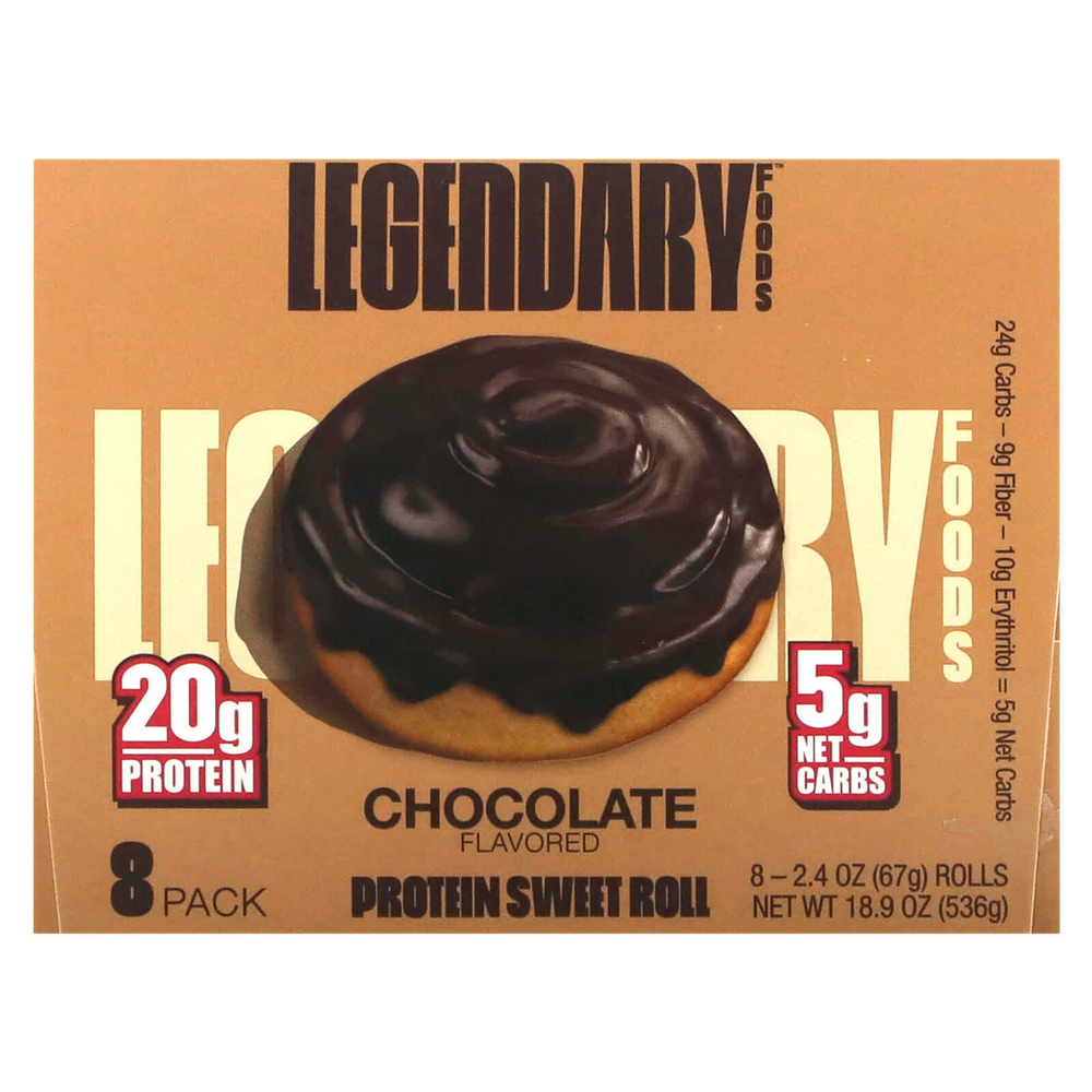 Legendary Foods, Сладкий рулет с протеином, шоколад, 8 пакетиков по 67 г (2,4 унции)