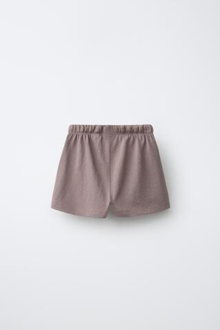 ZARA ОДНОТОННЫЕ ШОРТЫ ОВЕРСАЙЗ С ДЕКОРАТИВНОЙ СТРОЧКОЙ, СЕРОВАТО-КОРИЧНЕВЫЙ