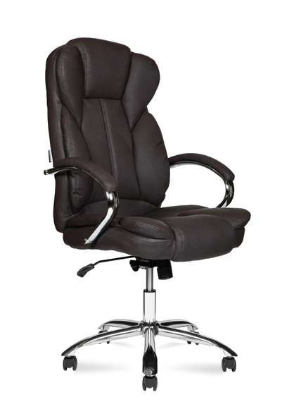 Кресло офисное Норден / Верса / (brown) сталь + хром / темно-коричневая экокожа