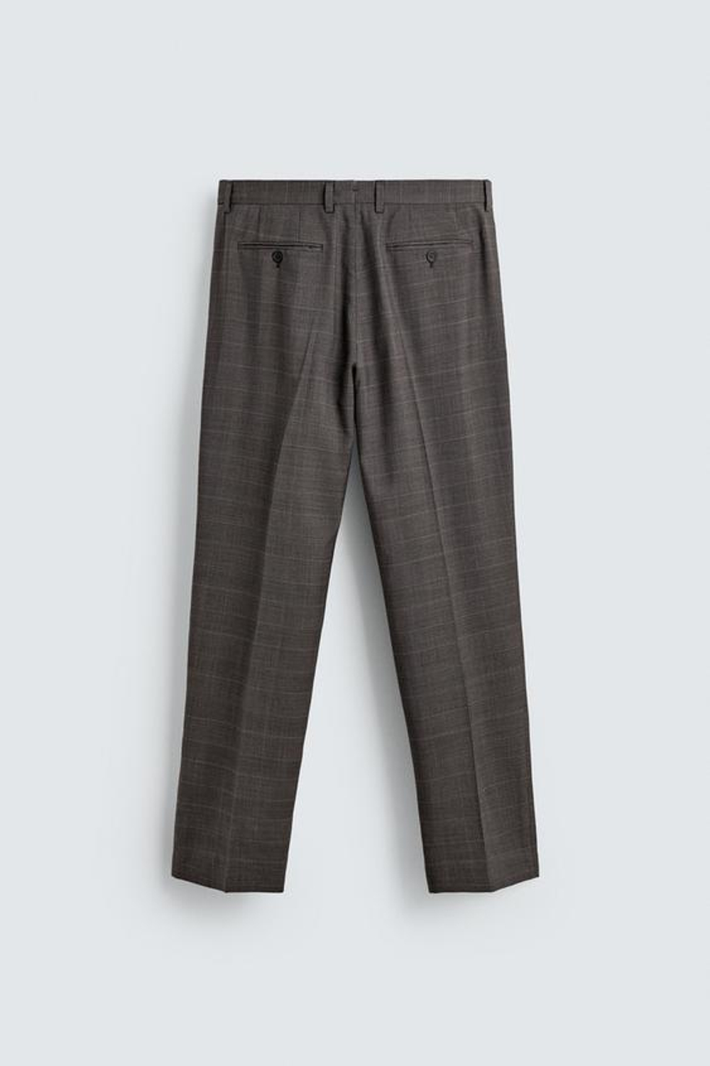 ZARA КОСТЮМНЫЕ БРЮКИ В КЛЕТКУ ИЗ 100% ШЕРСТИ, КОРИЧНЕВЫЙ