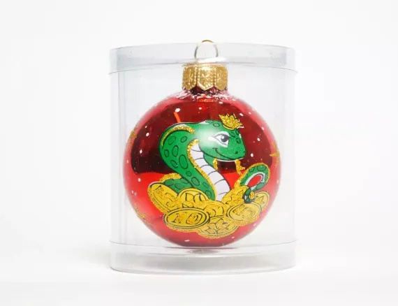 С29/2 Стеклянный шар Змея 60 мм., красный, Ёлочка