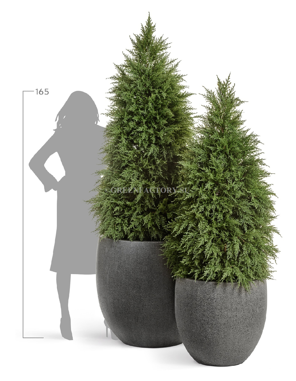 Кашпо TREEZ Effectory - Stone - Большой округлый конус - Тёмно-серый камень