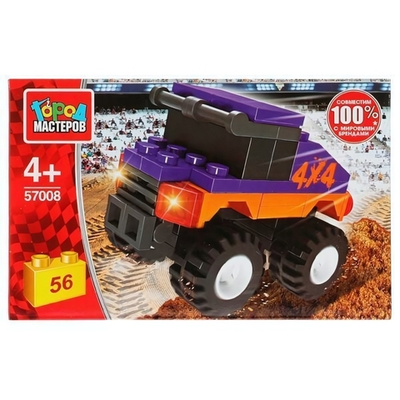 Конструктор пластмассовый 56эл. "Джип" 57008-BY (Город мастеров)