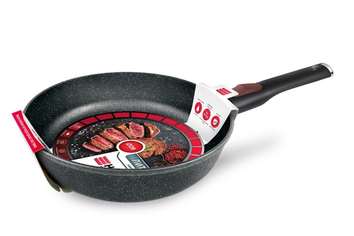 Сковорода НЕВА МЕТАЛЛ ПОСУДА 18028 28см "Каменная" Черный гранит (съемная ручка)