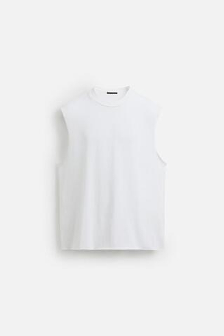 ZARA ФУТБОЛКА БЕЗ РУКАВОВ, БЕЛЫЙ