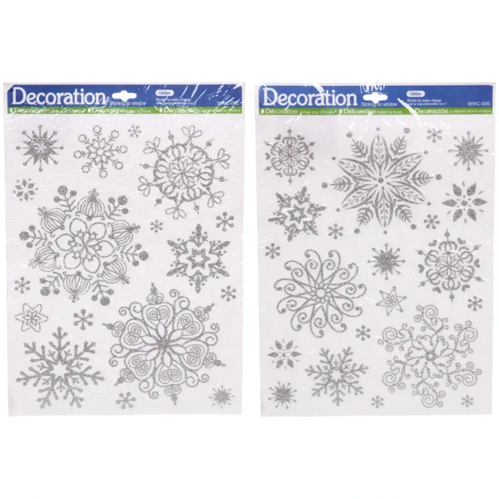Набор наклеек «Снежное серебро» , лист 20х28,5 см,микс