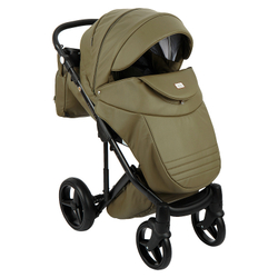 Детская коляска Adamex Luciano Deluxe 2 в 1 Q106 (ХАКИ 100% КОЖА)