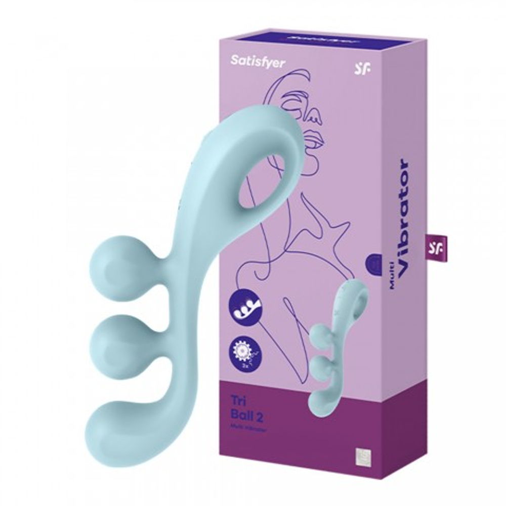 Мультифункциональный вибратор для тройной стимуляции Satisfyer Tri Ball 2 голубой