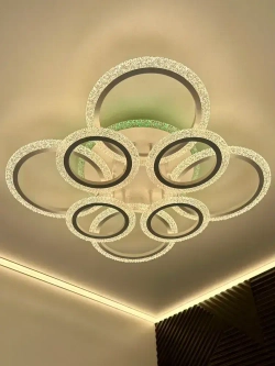 Люстра потолочная белая с RGB подсветкой и пультом для всех видов потолков, 154 Вт