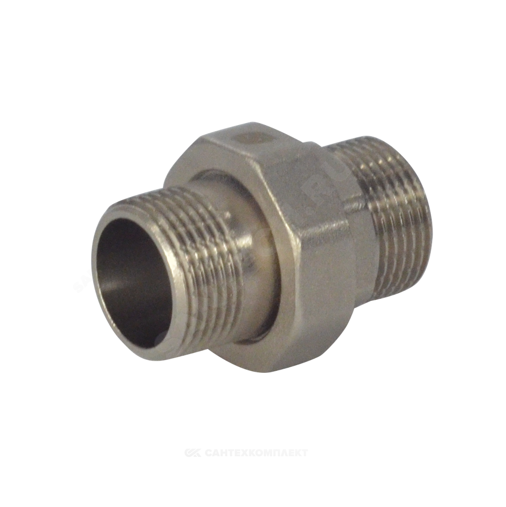 Соединитель латунь никель американка Ду 15 (1/2") прямой НР/НР SantechSystems